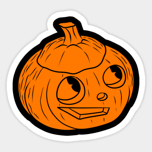 Cute Happy Orange Jack o Lantern Silhouette Sticker